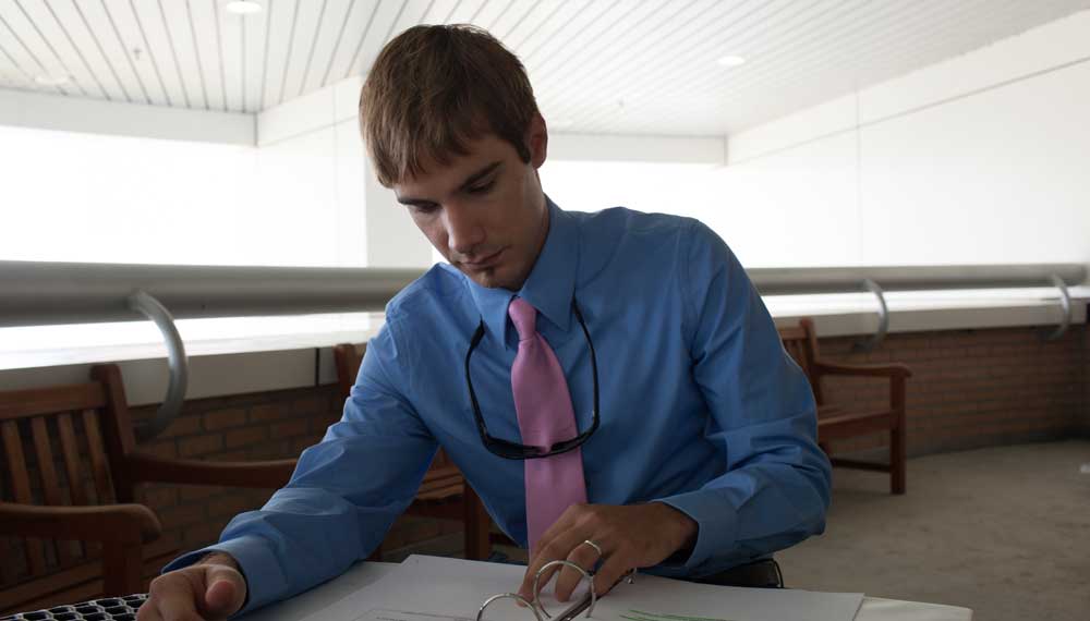 a student working