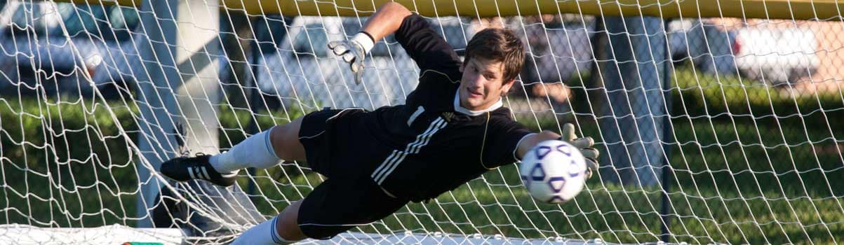 ERAU soccer goalie makes a save.