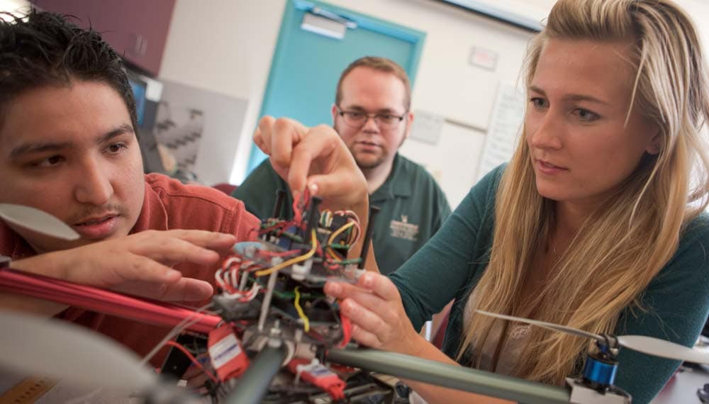 Embry-Riddle students working in a lab.
