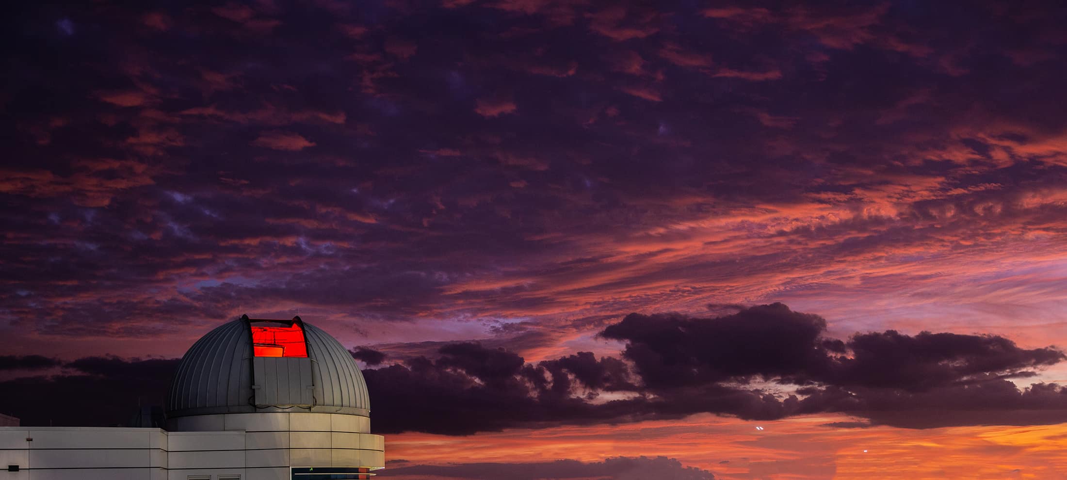Observatory at dusk in Prescott with open hatch.