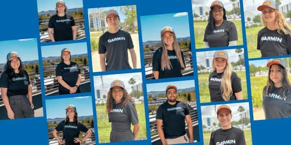 Collage of Garmin student-scholars on blue background