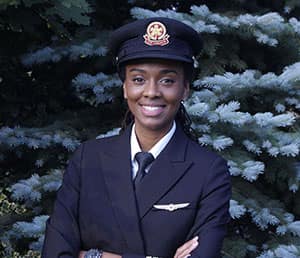 Zoey Williams in pilot uniform