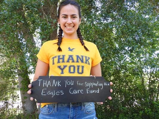 Joelle “Joey” Bobinsky, a senior in Embry-Riddle’s engineering program, helps support the Eagles Care Fund as a student assistant.